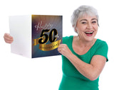 Large 50th Anniversary Card - Blank on the Inside with Envelope - 11.75" x 9"