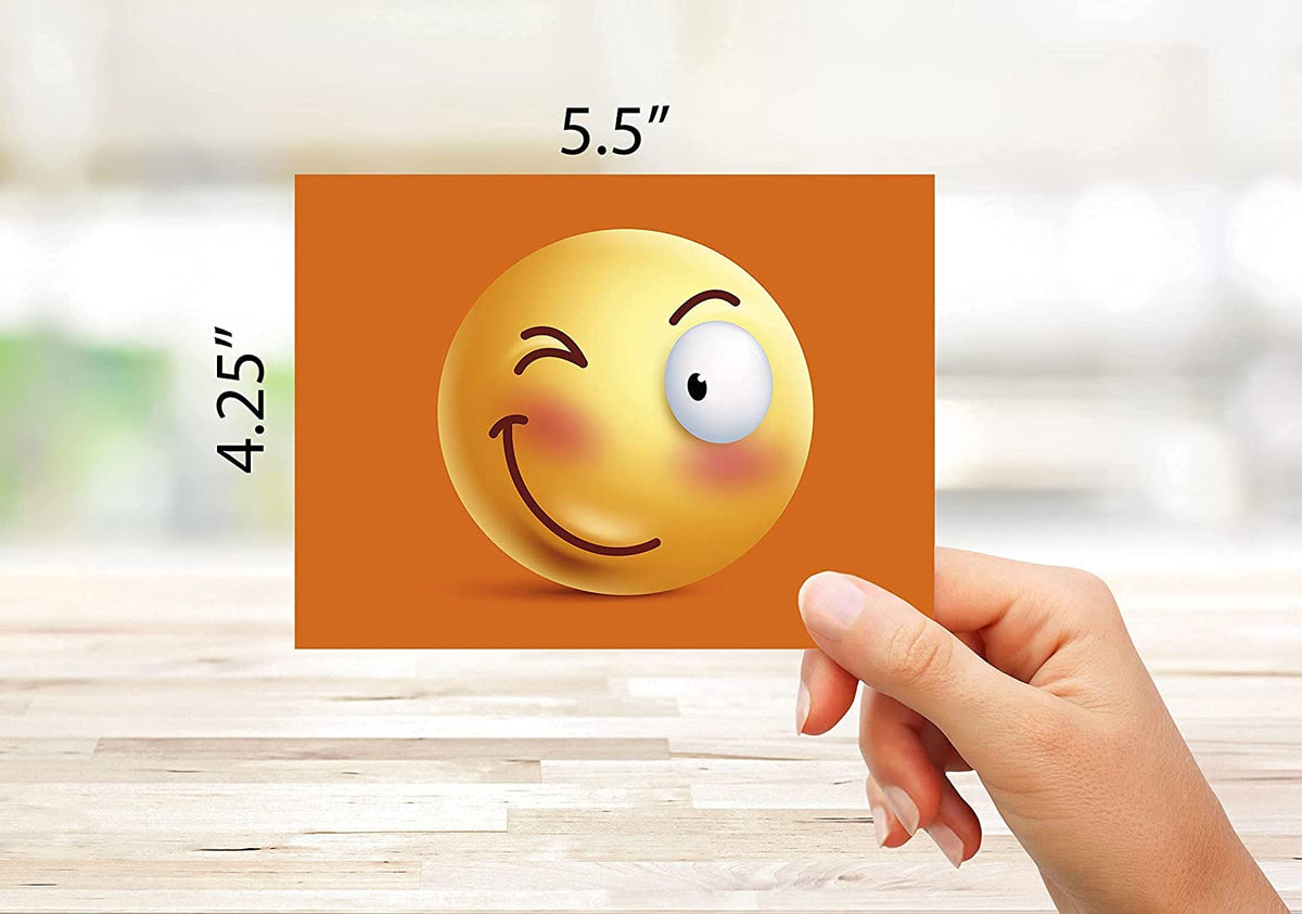Emoji Faces CardsBlank Inside with Envelopes5.5"x4.25"12 or 24 Pack