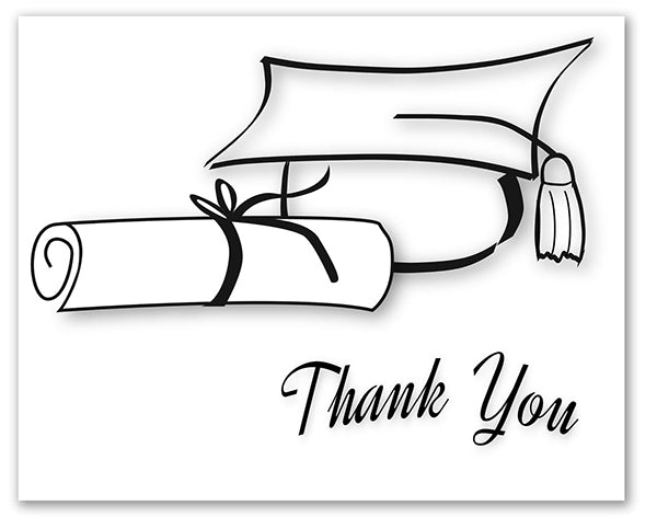 Small World Greetings Black and White Graduation Thank You Cards 12 Count - Blank Inside with White Envelopes