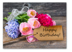 Flower Happy Birthday Cards - Blank Inside with Envelopes - Available in 12 or 24 Packs