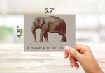 Thanks A Ton Elephant Thank You Cards-Blank Inside-5.5"x4.25"-12 or 24 Packs