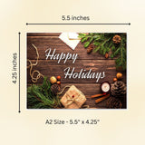 Happy Holidays Cards - Blank Inside with Envelopes - 5.5"x4.25" - 12 or 24 Packs