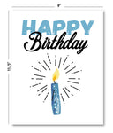 Large Blue Happy Birthday Greeting Card with Envelope - Blank Inside - 11.75" x 9" (Single)