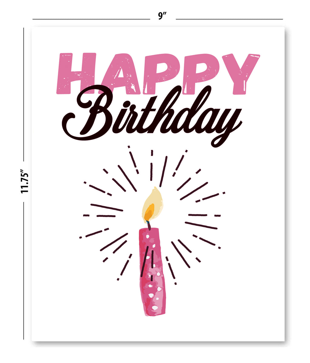 Large Pink Happy Birthday Greeting Card with Envelope 11.75