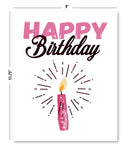 Large Pink Happy Birthday Greeting Card with Envelope 11.75" x 9"(Single)