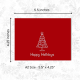 Red Happy Holidays Cards-Blank Inside with Envelopes -5.5"x4.25"-12 or 24 Packs