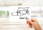 Black and White Graduation Thank You Cards - Blank Inside with Envelopes - 5.5"x4.25" - Available in 12 or 24 Packs