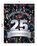 Large 25th Anniversary Card - Blank Inside with Envelope - 11.75" x 9"