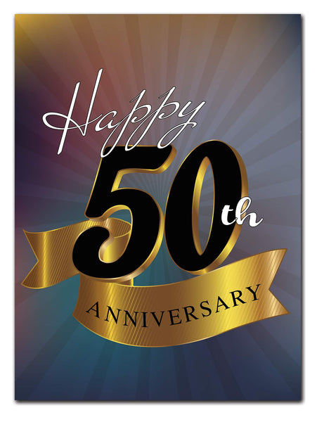 Large 50th Anniversary Card - Blank on the Inside with Envelope