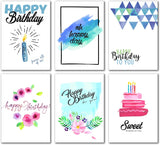 Small World Greetings Assorted Birthday Cards for Males and Females 12 or 24 Count - Blank Inside with Envelopes - A2 Size (5.5”x4.25”) - Family, Friends, Customers, and More