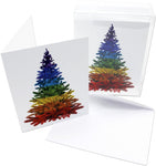 Rainbow Christmas Tree Cards - Blank Inside with Envelopes - 5.5"x4.25" - 12 or 24 Packs