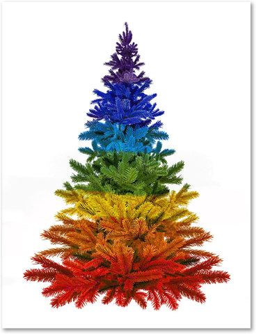 Small World Greetings Rainbow Christmas Tree Cards 12 or 24 Count - Blank Inside with Envelopes - A2 Size (5.5”x4.25”) - Happy Holidays, Winter Events, and More