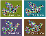 Small World Greetings Mosaic Dove Thank You Cards 12 or 24 Count - Blank Inside with Envelopes - A2 Size (5.5”x4.25”) - Family, Friends, Collegues, and More