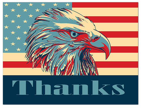 Small World Greetings Bald Eagle Thank You Cards - Patriotic Thanks - Veteran's Day - Eagle Scouts - Military - Boy Scouts - Blank Inside with Envelopes - 5.5" x 4.25" (A2 Size)