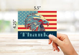 Patriotic Eagle Thank you Cards-Blank Inside-5.5"x4.25"-12 or 24 Packs