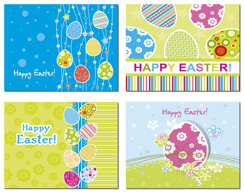 Small World Greetings Vibrant Happy Easter Cards 12 or 24 Count - Blank Inside with Envelopes - A2 Size 5.5”x4.25” - Friends, Family, and More
