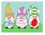 Small World Greetings Whimsical Gnome Trio Happy Easter Cards 12 Count - Blank Inside with Envelopes - A2 Size 5.5”x4.25” - Friends, Family, and More