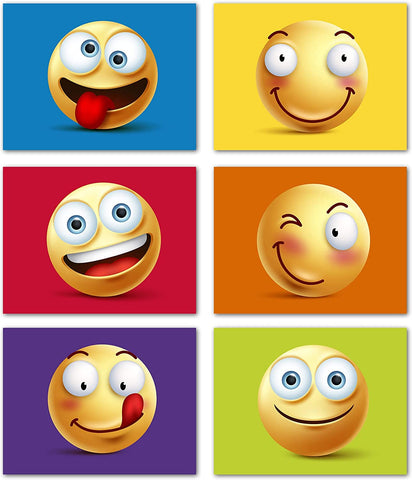 Small World Greetings Emoji Faces Cards 12 or 24 Count- Blank Inside - 5.5" x 4.25" - Thinking of You, Encouragement, Thank You, Birthday and More for Students, Employees, Kids, Friends or Family