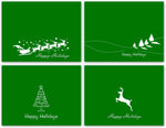 Small World Greetings Red Green Happy Holidays Cards 12 or 24 Count - Blank Inside with Envelopes - A2 Size (5.5”x4.25”) - Christmas, Winter Events, and More