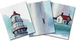 Watercolor Lighthouse 3-Piece Unframed Vertical Wall Art - Three 8”x10” Prints - Frames Not Included