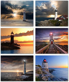 Small World Greetings Lighthouse Sunsets Notecards 12 or 24 Count - Blank Inside with Envelopes - Nature Stationery-Perfect for Any Occasion-Thank You, Birthday, Thinking Of You, and More - A2 Size (5.5”x4.25”)