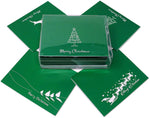 Green Merry Christmas Cards - Blank Inside with Envelopes - 5.5"x4.25" - 12 or 24 Packs