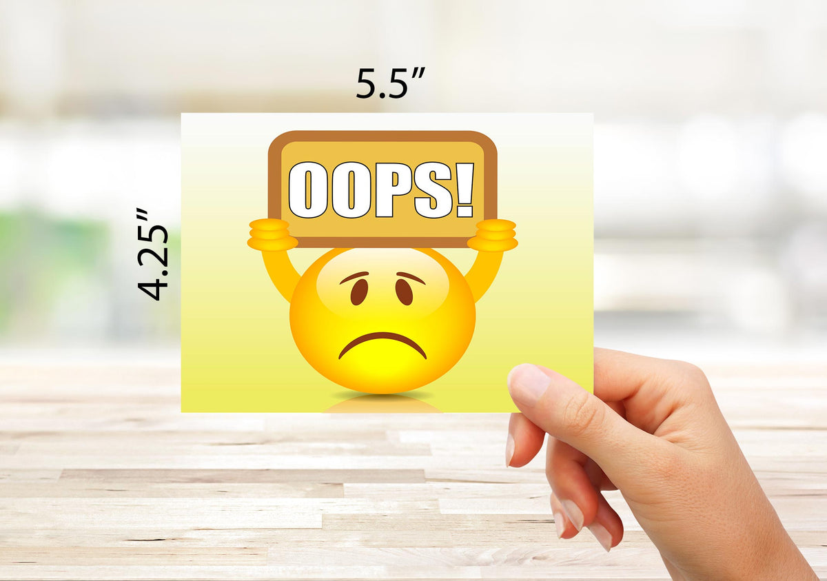 Oops Apology Sorry Cards Blank Inside With Envelopes 5 5 x4 25 Oops apology sorry cards blank inside with envelopes 5 5 x4 25