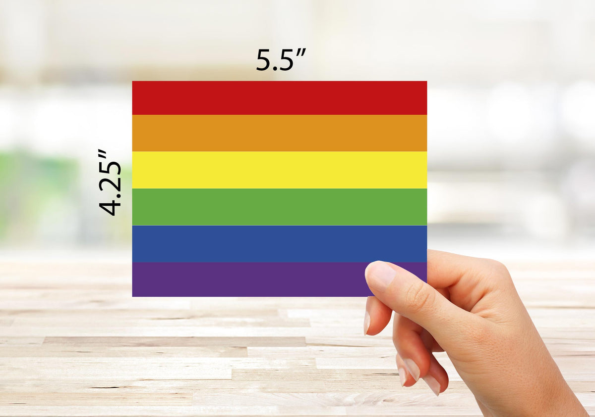 Rainbow flag greeting cards blank inside with envelopes 5 5 x4 25