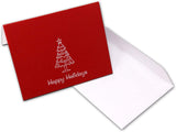 Red Happy Holidays Cards-Blank Inside with Envelopes -5.5"x4.25"-12 or 24 Packs
