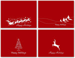 Small World Greetings Red Happy Holidays Cards 12 or 24 Count - Blank Inside with Envelopes - A2 Size (5.5”x4.25”) - Christmas, Winter Events, and More
