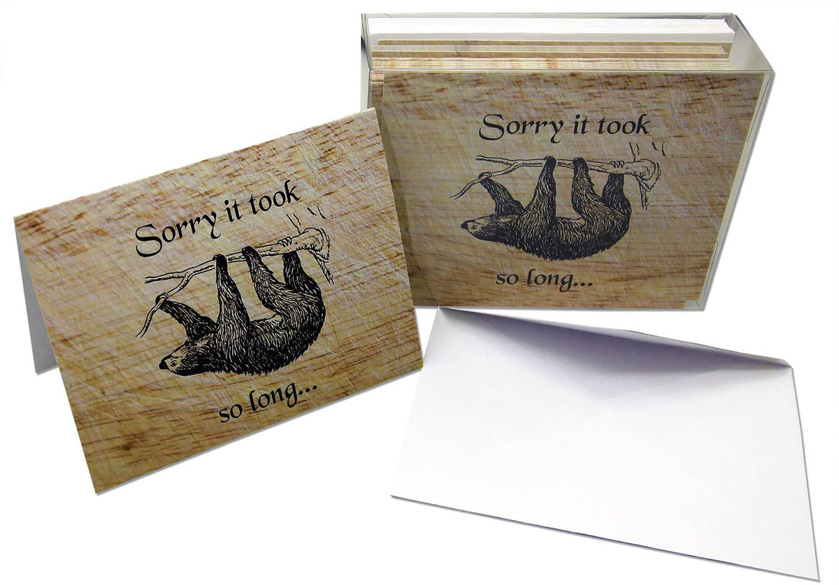 Sorry It Took So Long Sloth Greeting Card - Blank Inside with Envelope ...