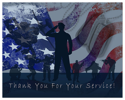 Small World Greetings Thank You For Your Service Cards - Blank Inside with White Envelopes - Patriotic - Veteran's Day - Military - A2 Size (5.5" x 4.25")