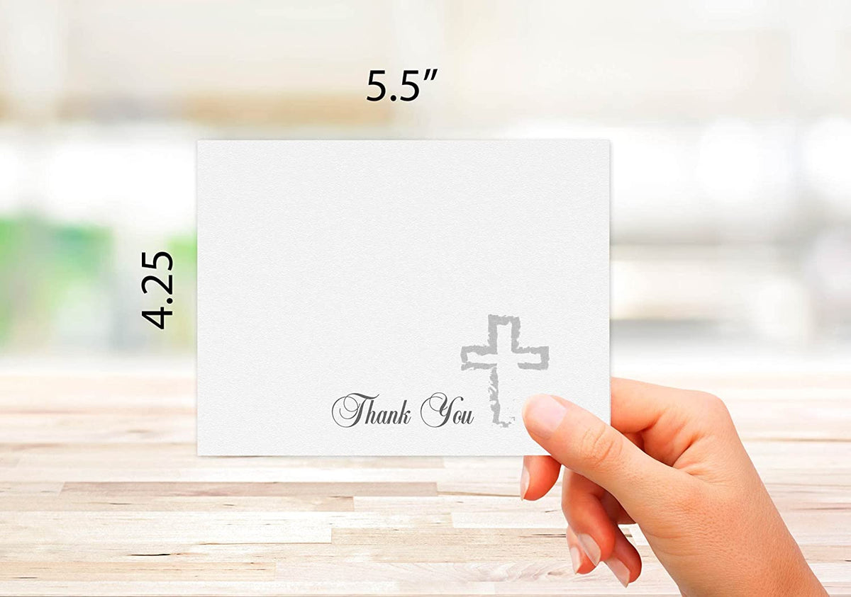 Simple white religous thank you cards blank inside with envelopes 12 o