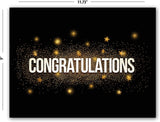 Large Black and Gold Congratulations Card - Blank Inside with Envelope - 11.75"x9"