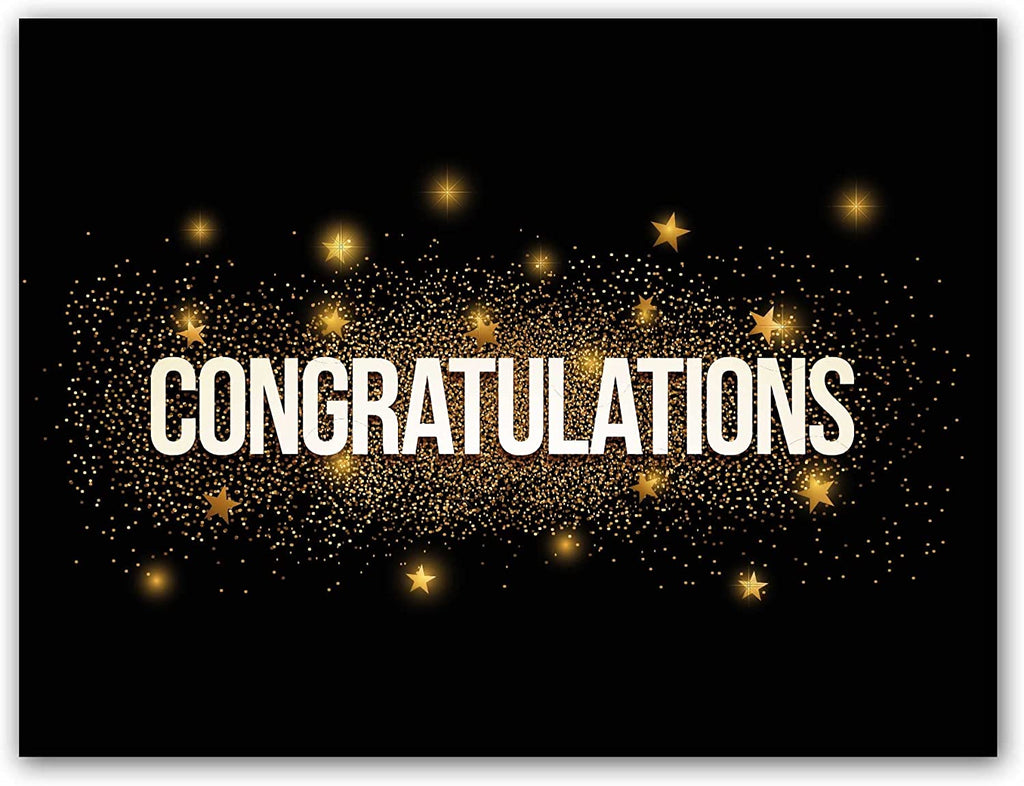 Large Black and Gold Congratulations Card - Blank Inside with Envelope ...