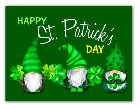 Small World Greetings Lucky Gnomes St. Patrick’s Day Cards 12 or 24 Count - Blank Inside with Envelopes - A2 Size 5.5”x4.25” - Friends, Family, and More