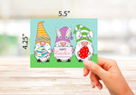 Whimsical Gnome Trio Happy Easter Cards - Blank Inside with Envelopes - A2 Size (5.5"x4.25") - 12 or 24 Packs