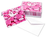 Pink Hearts Bliss Cards - Valentine's Day - Blank Inside with Envelopes - 5.5"x4.25 - 12 or 24 Packs