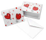 Playful Hearts Valentine's Day Cards - Blank Inside with Envelopes  - 5.5"x4.25" - 12 or 24 Packs