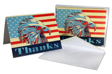 Patriotic Eagle Thank you Cards-Blank Inside-5.5"x4.25"-12 or 24 Packs
