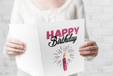 Large Pink Happy Birthday Greeting Card with Envelope 11.75" x 9"(Single)